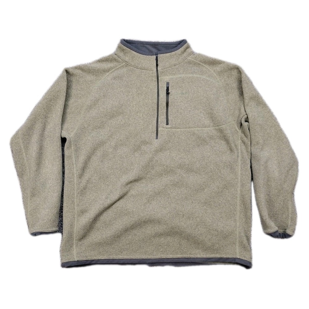 Simms Fishing Products Sweater Mens XL Golden Brown 1/4 Zip Ribbed Chest Pocket